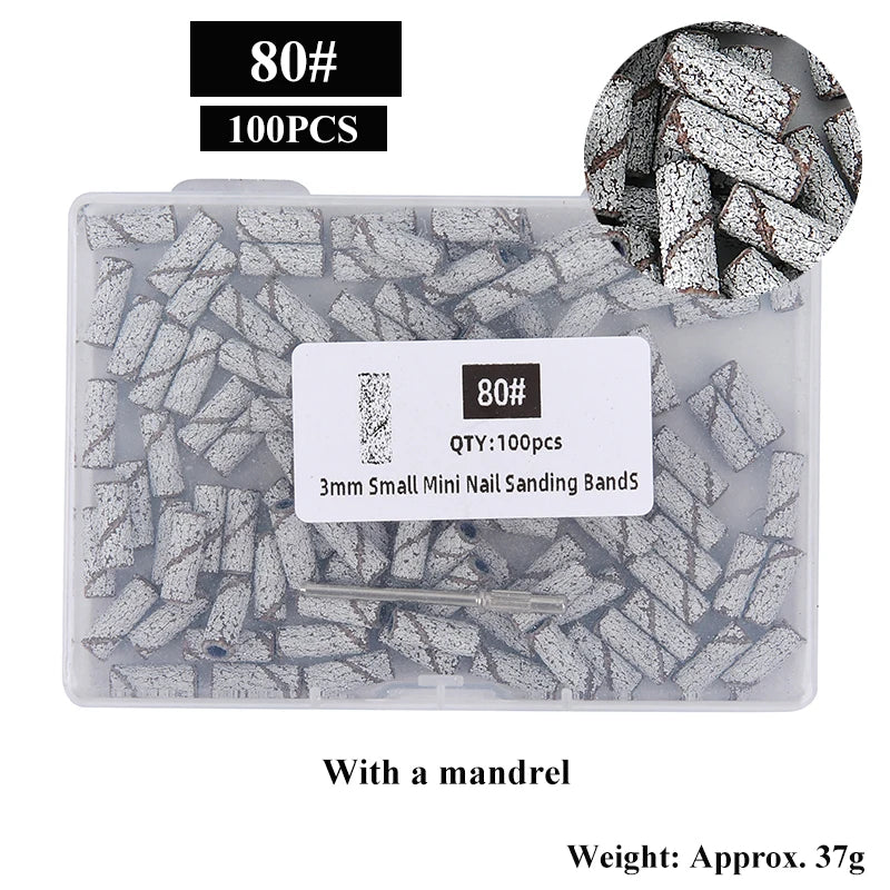 100 Stück Mini Schleifhülsen 3mm mit Mandrel Set – Für Nagelhaut, Hornhaut & Maniküre