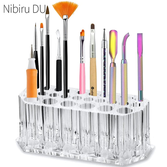Acryl-Organizer mit 26 Löchern – Halter für Nailart-Pinsel & Kosmetik-Tools