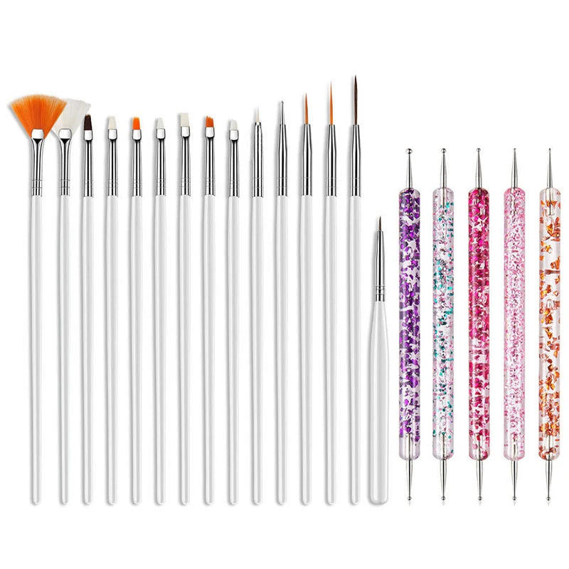 Nail Art Pinselset – 5/20 Stk für Malerei, Dotting, Liner & Acryl-Gel
