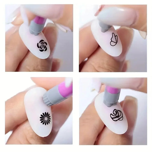 4/6/10er-Set Nailart-Stempelstifte – Blumen- & Schmetterlingsmotive für kreative Designs