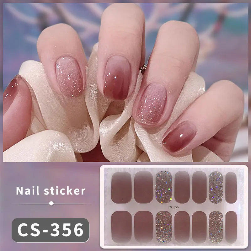 Fullcover Nail Sticker – Modische selbstklebende Nagelfolien mit Glitzer 2.
