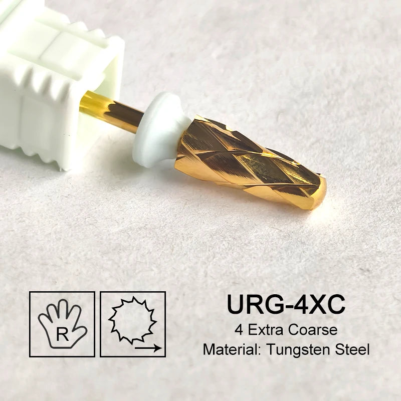 Tapered Barrel Fräserbit – Hartmetall (Tungsten), für Gelentfernung & Polieren (4XC, Gold)