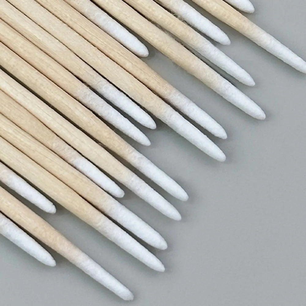 Reinigungsstäbchen aus Holz – 100/300 Stk mit Baumwollkopf für Maniküre & Nagellackkorrektur