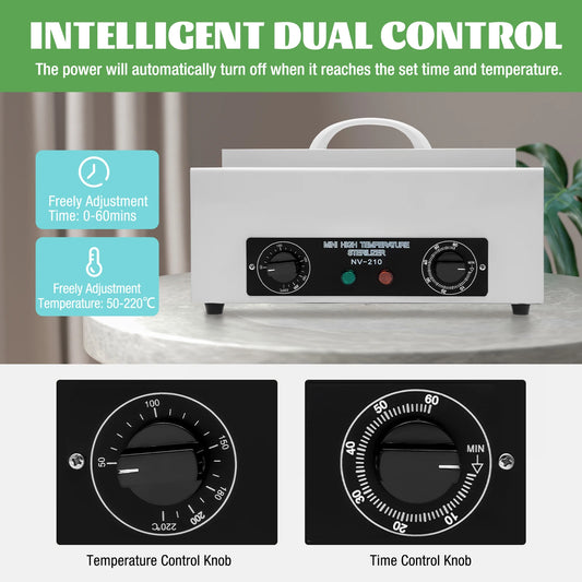 SteriBox PRO 220V – Sterilisator mit Doppelregler | Trockenwärme Desinfektion für Studio & Spa | Großes Volumen