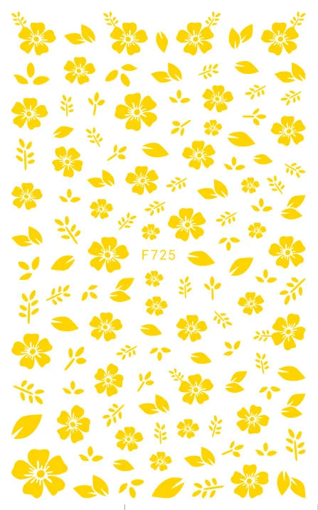 3D Nagelsticker Weißer Pflaumenblüten mit Goldperlen & Schmetterlingen 2.