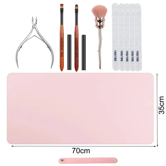 Manikürekissen mit Matte & Zubehör – Kunstleder, waschbar, Komplettset für Nail Art