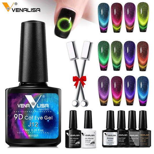 Venalisa Cat Eye Gel Set – 20x 7,5 ml – Magnetischer 9D-Effekt + Zubehör