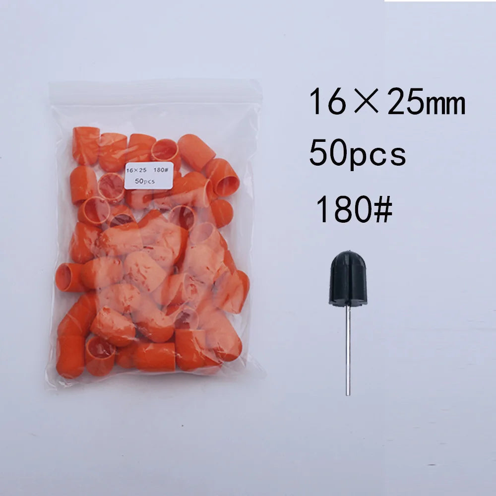 50er Set Schleifkappen für Nagelpflege mit Gummi-Träger – Pediküre & Hornhautentfernung