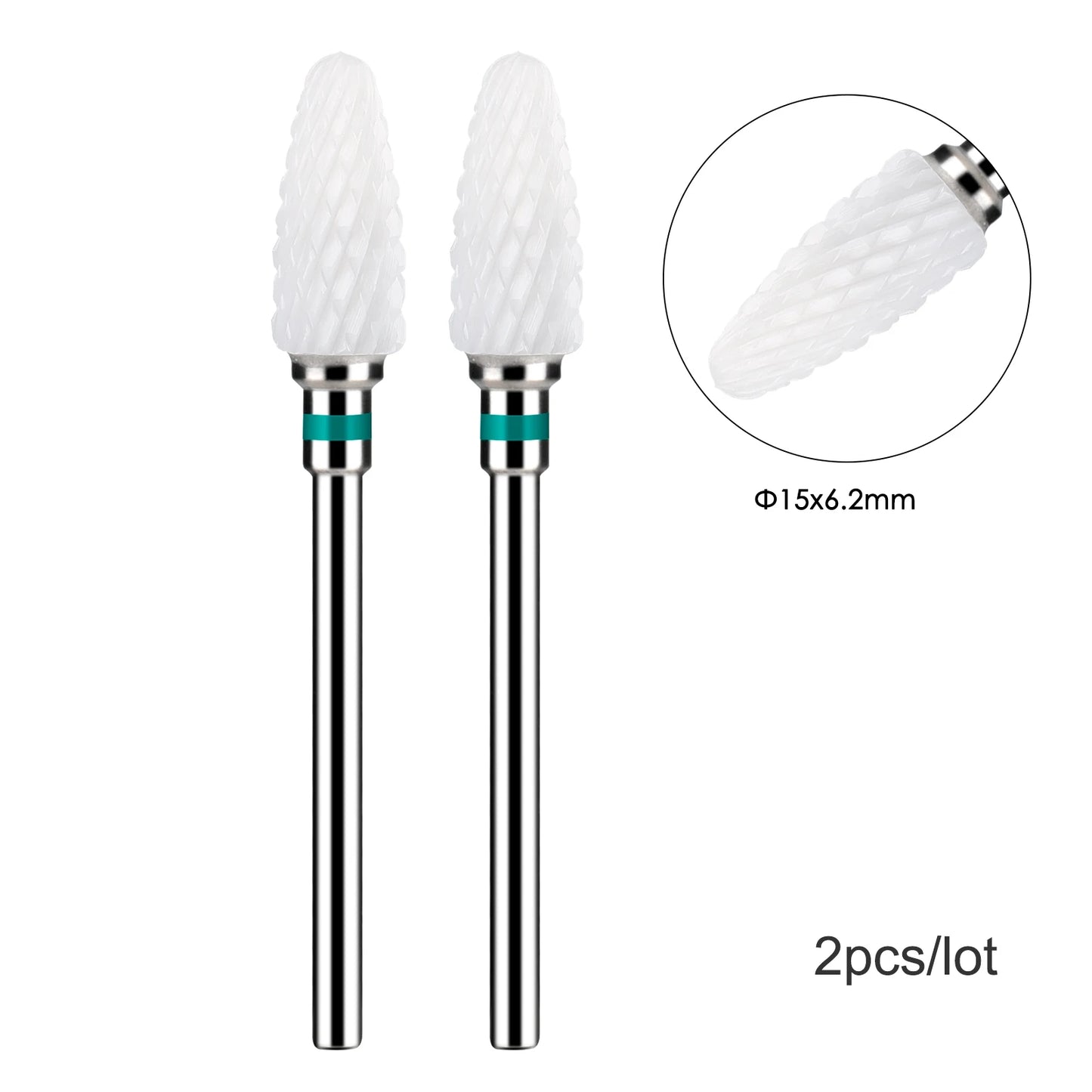 2er-Set Diamant-Fräserbits – Flammenform für Nagelhaut & Gellack (3/32", Profi-Qualität)