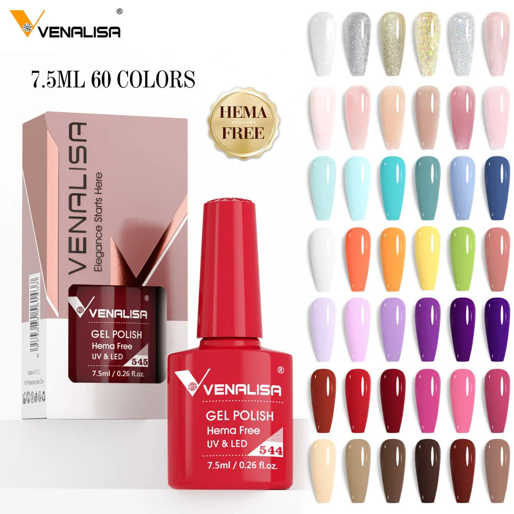 Venalisa HEMA-FREE Gel-Lack – 7,5 ml – French, Nude & Glitzer-Kollektion