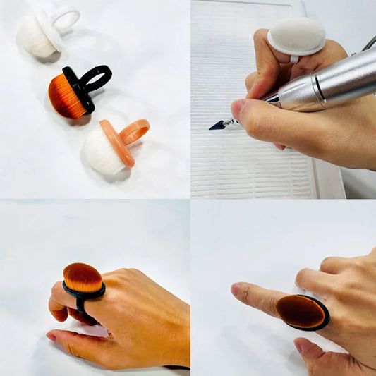 Mini Nagel Staubbürste auf Finger – Reinigungsbürste für Maniküre & Feilstaub