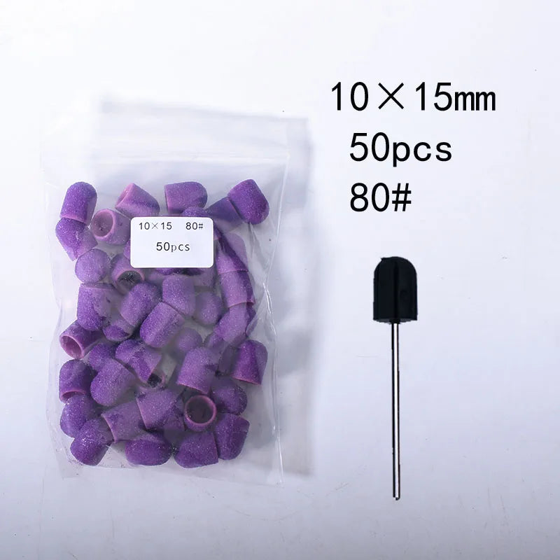 50er Set Schleifkappen für Nagelpflege mit Gummi-Träger – Pediküre & Hornhautentfernung