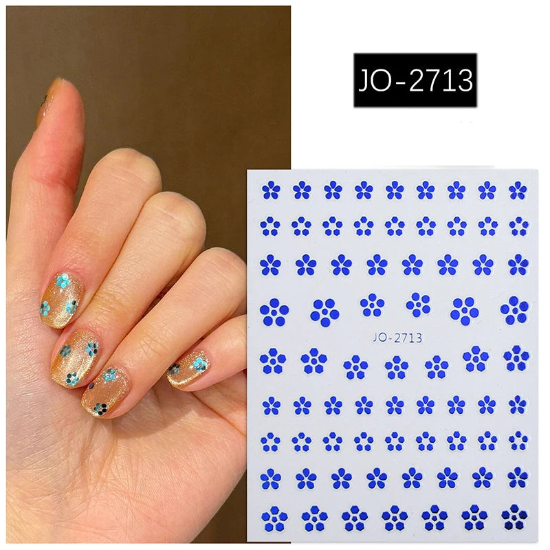 3d Nail Art Stickers Purple Lavenders Bunch Flowers Girls Rabbits Butterflys Decals For Nails Tips Decorations Manicures