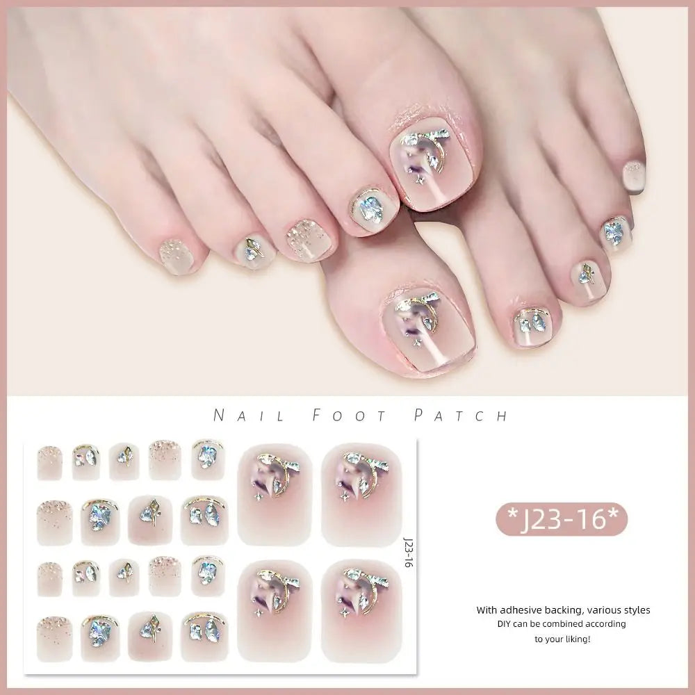 Abziehbare Fußnagelsticker – 22-teiliges Set für Modebewusste Pediküre mit Glanz-Effekt