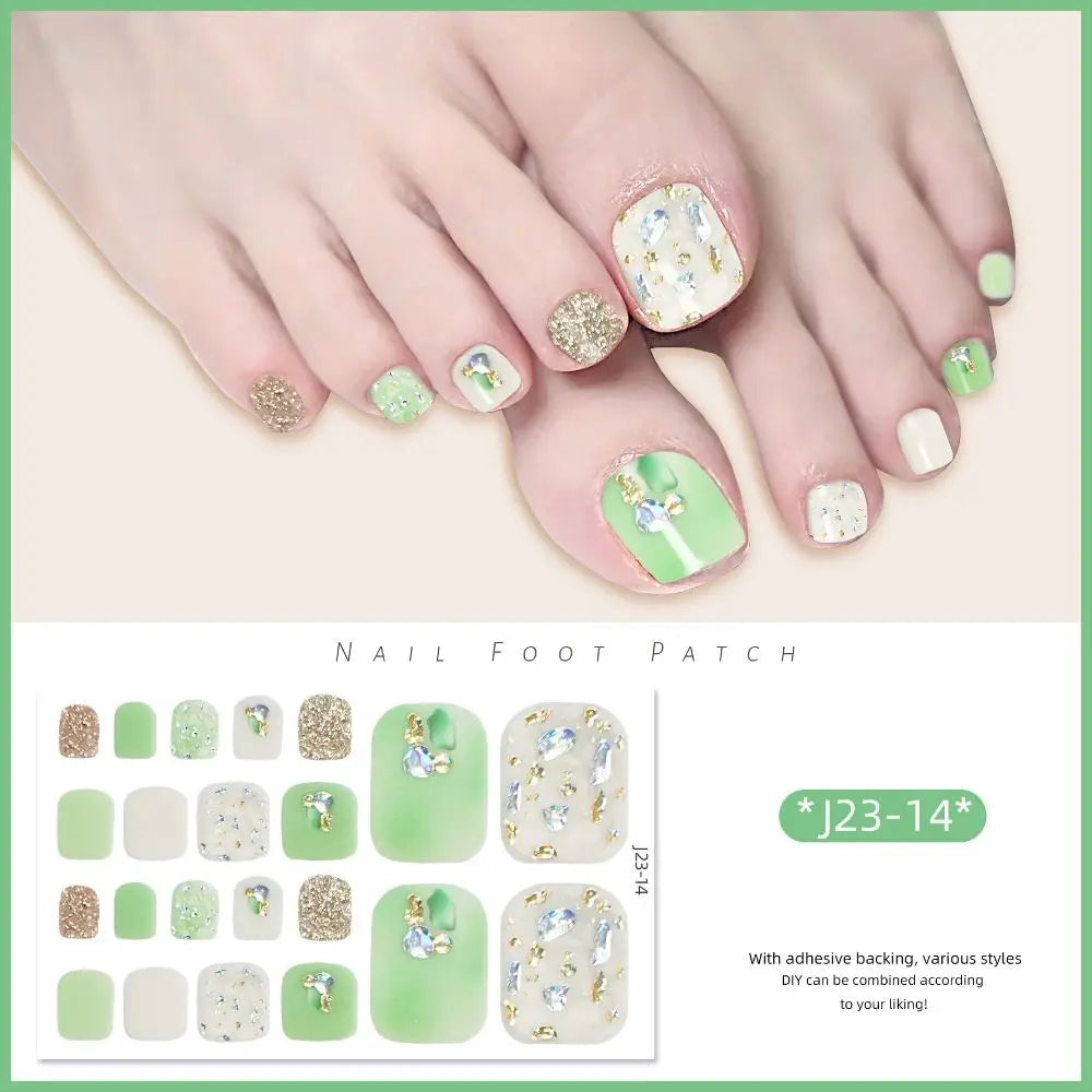 Abziehbare Fußnagelsticker – 22-teiliges Set für Modebewusste Pediküre mit Glanz-Effekt
