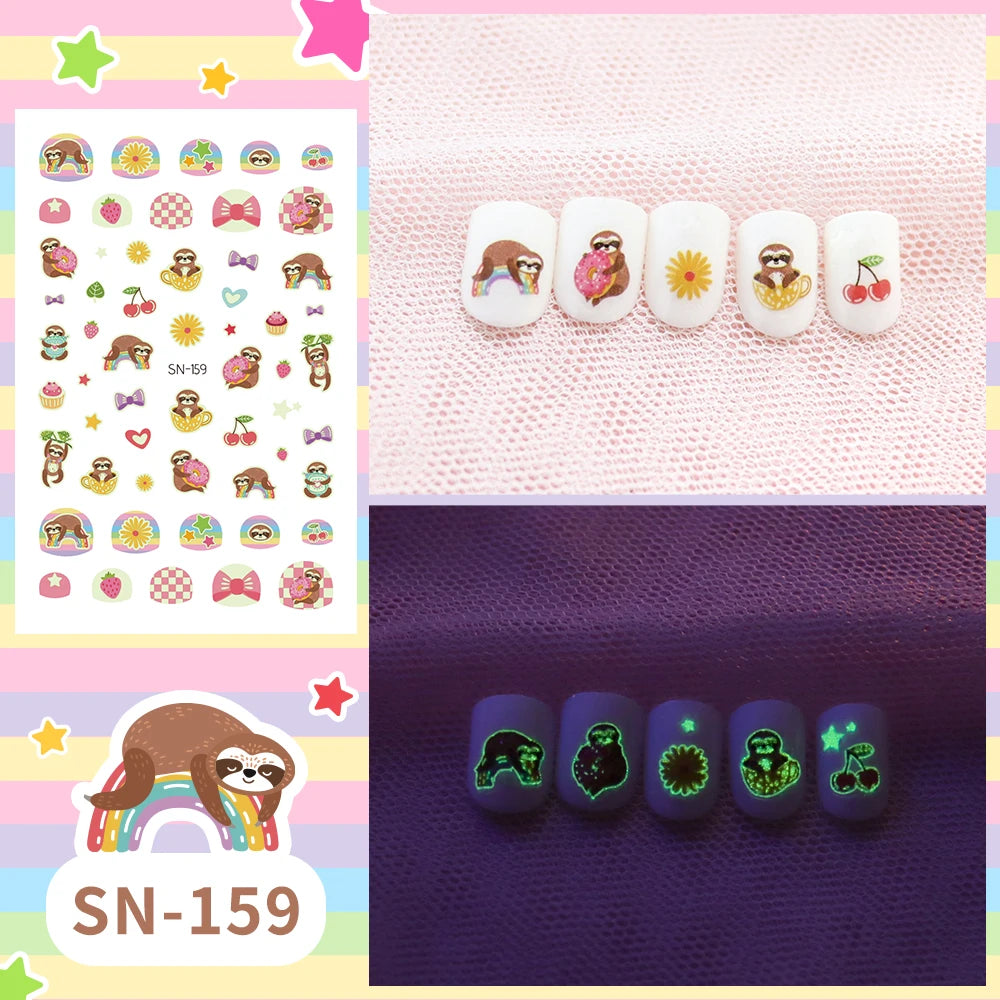 Leuchtende Kinder-Nagelsticker mit Tiermotiven – Glow-in-the-Dark Nail Art