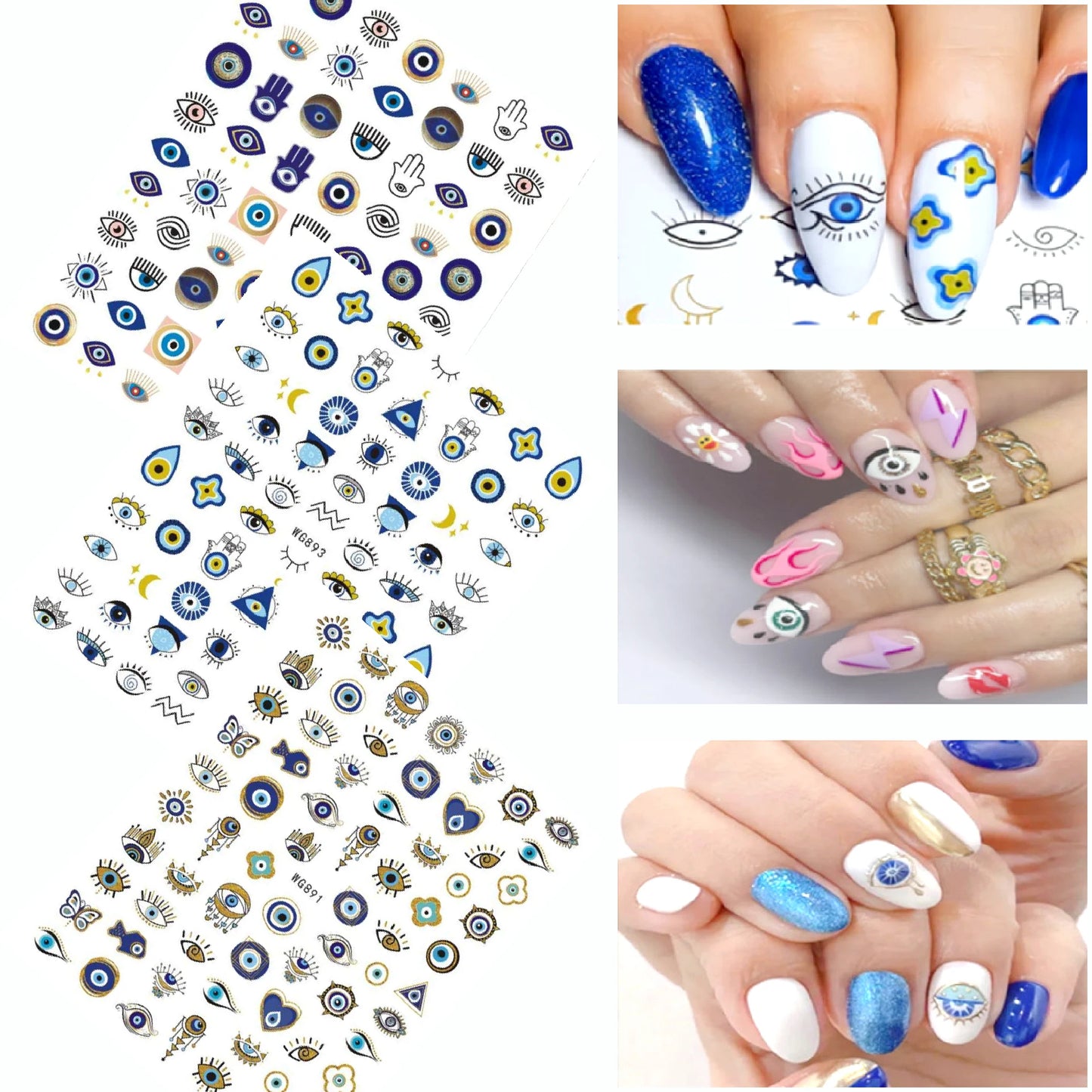 Fatima's Eye & Hamsa Hand Nail Stickers – Spiritual Nail Art Aufkleber