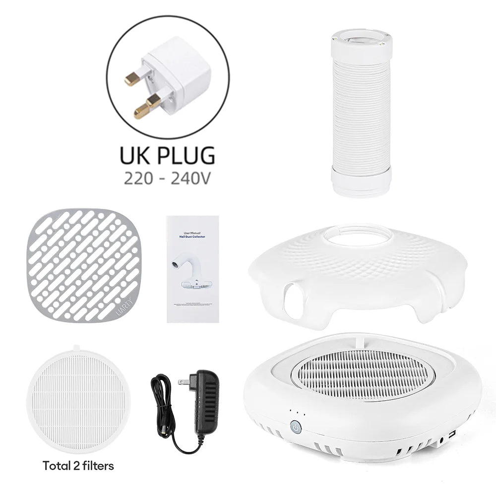 130W Turbo Nagelstaubabsaugung mit 2 Filtern – Bürstenloser Profi Nail Dust Collector für Maniküre & Pediküre