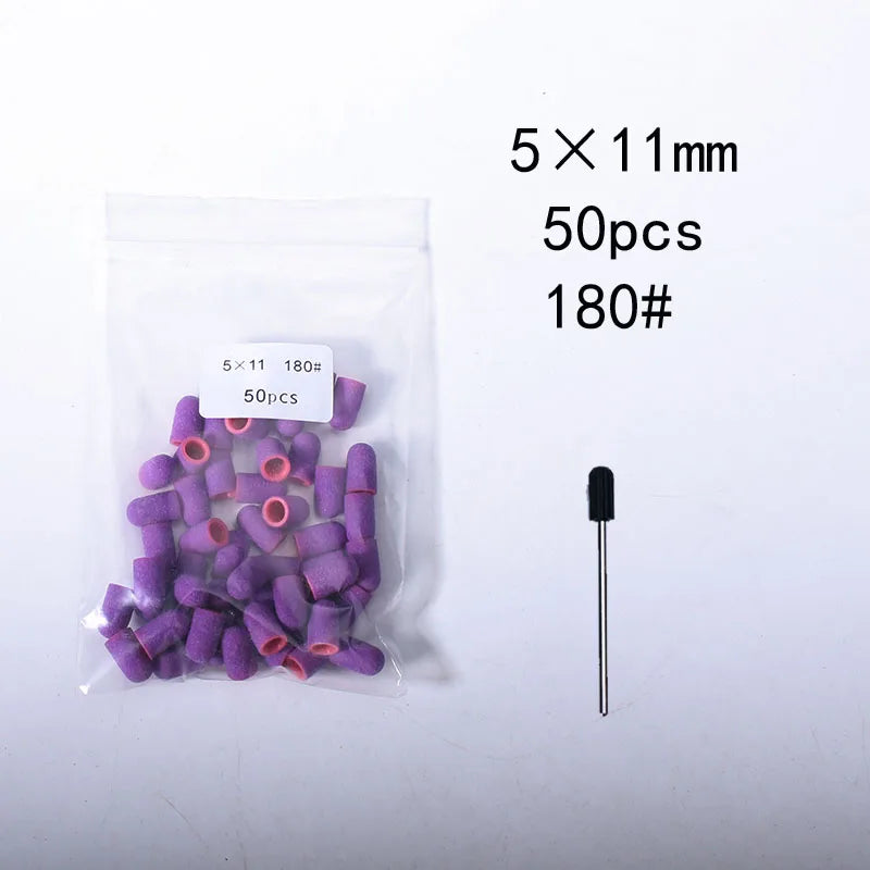 50er Set Schleifkappen für Nagelpflege mit Gummi-Träger – Pediküre & Hornhautentfernung