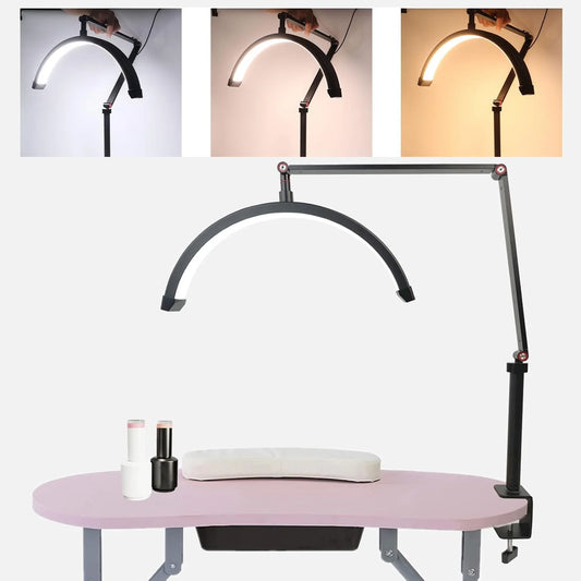 20W LED Tischlampe im Halbmond-Design – Dimmbare Arbeitsleuchte für Nagelstudio, Kosmetik & Tattoo