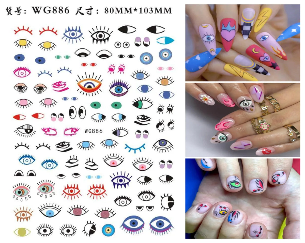 Fatima's Eye & Hamsa Hand Nail Stickers – Spiritual Nail Art Aufkleber