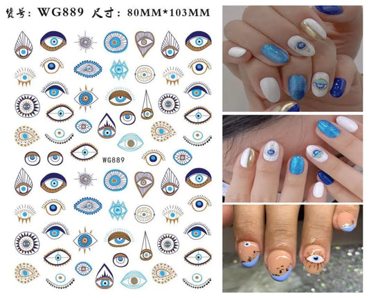 Fatima's Eye & Hamsa Hand Nail Stickers – Spiritual Nail Art Aufkleber