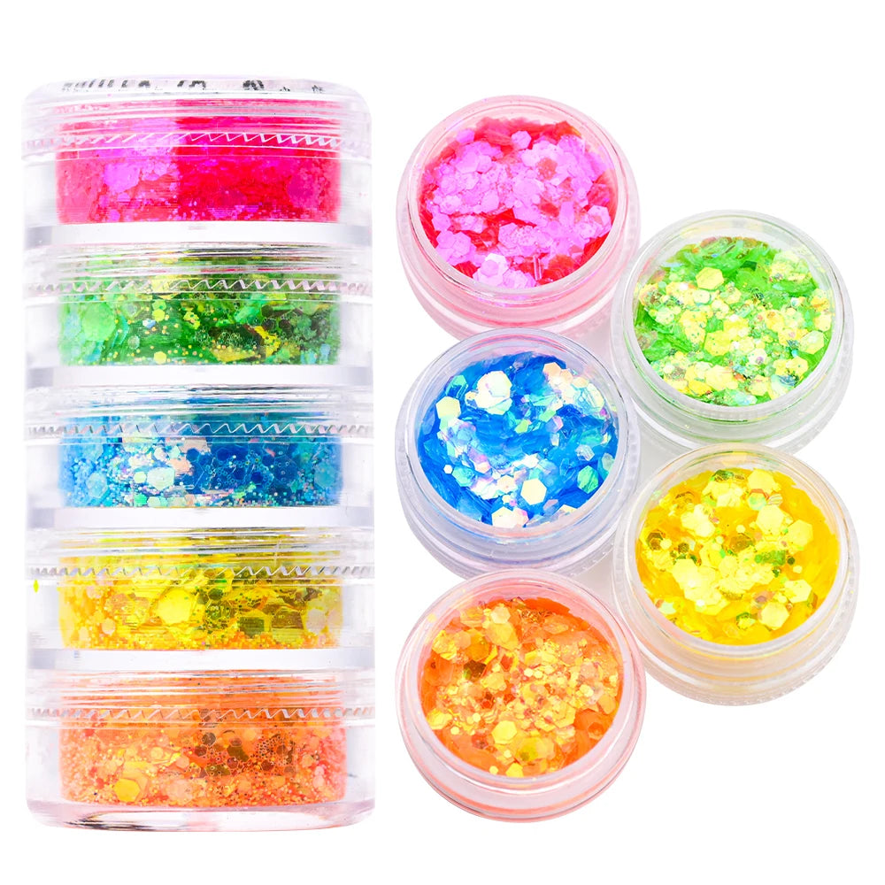 Neon-Pigmentpulver Set – 12 Farben für Nageldesign, Ombre & Chrome-Effekte