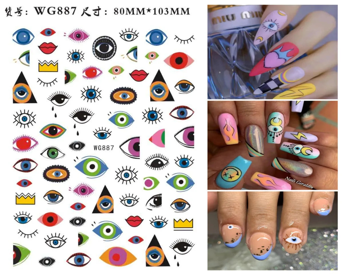 Fatima's Eye & Hamsa Hand Nail Stickers – Spiritual Nail Art Aufkleber