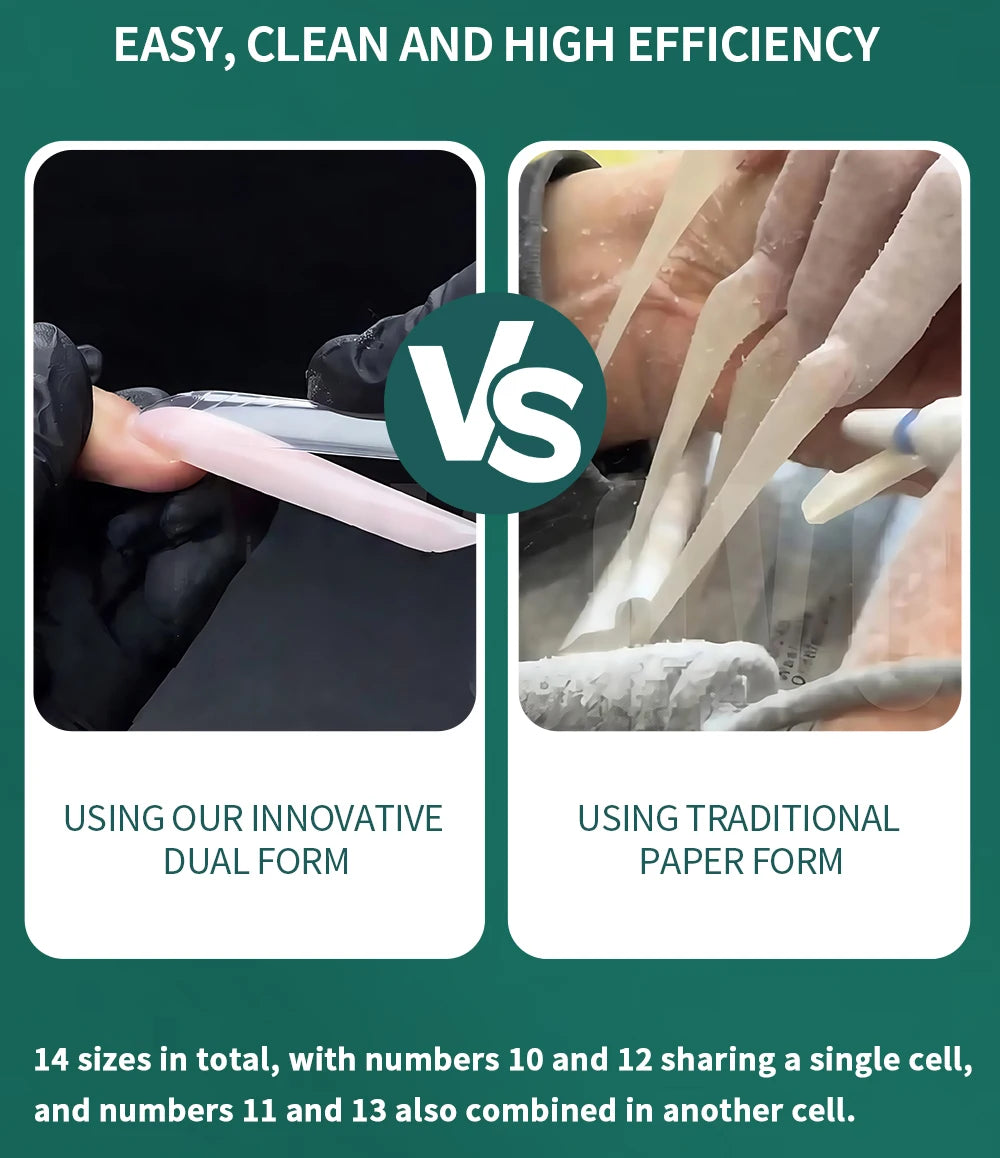 Dual Form Tips – 120 Stück | Wiederverwendbare Press-On Schablonen für Acryl/Polygel mit Nummerierung (14 Größen)