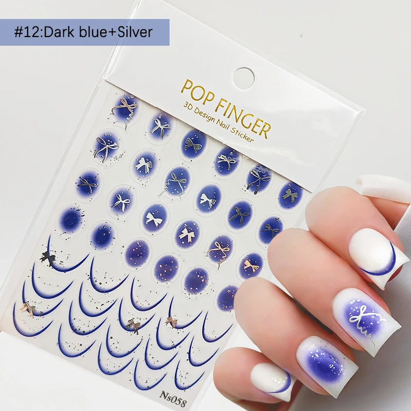 3D Schleifen Nagelsticker – Elegante Gold- & Farbbögen für French & Sommerdesigns