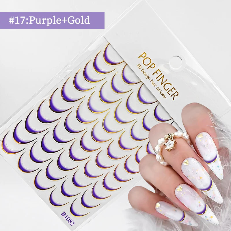 3D Schleifen Nagelsticker – Elegante Gold- & Farbbögen für French & Sommerdesigns