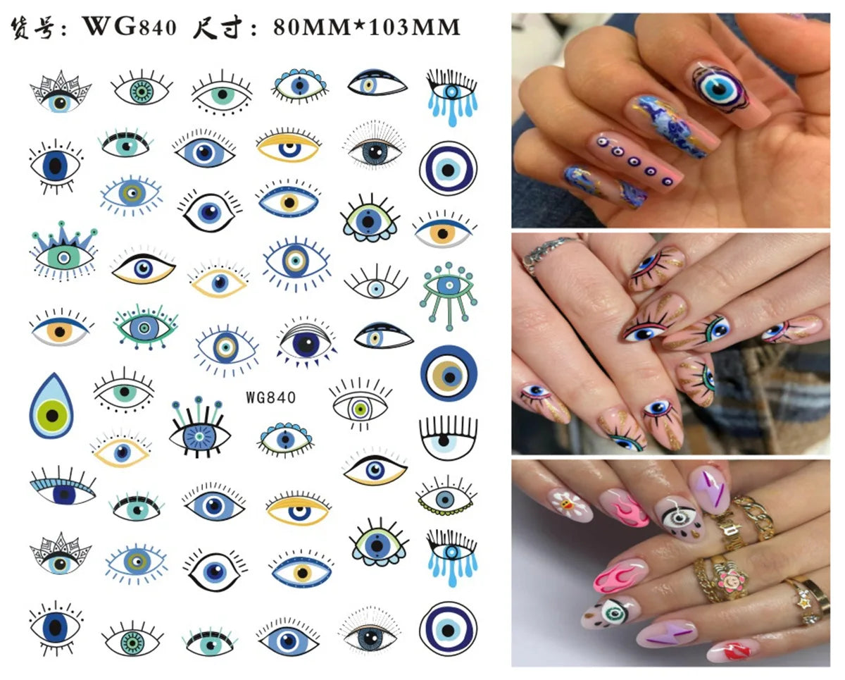 Fatima's Eye & Hamsa Hand Nail Stickers – Spiritual Nail Art Aufkleber