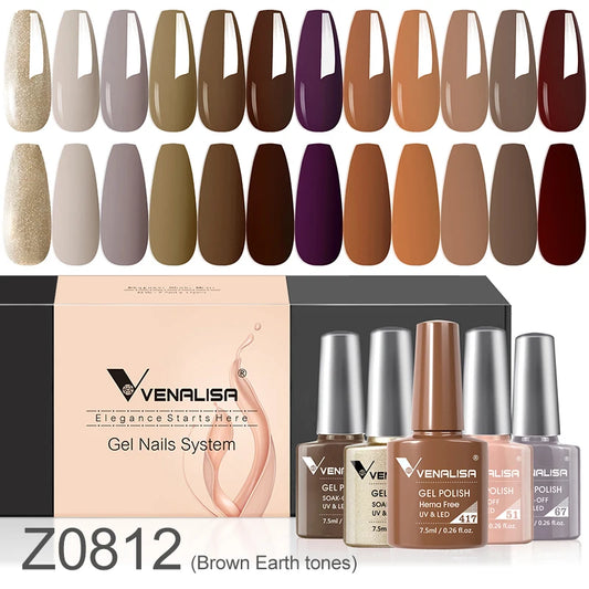 Venalisa Gel Nagellack Set – Herbstfarben, 12er-Box "Sunshine Kiss" 1.