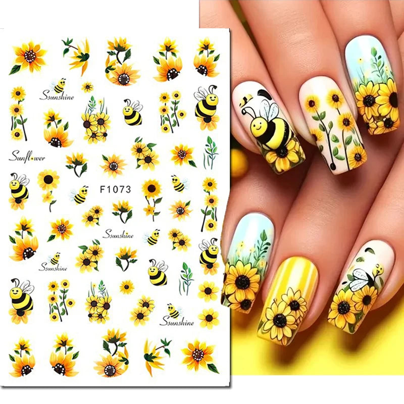 3d Nail Art Stickers Purple Lavenders Bunch Flowers Girls Rabbits Butterflys Decals For Nails Tips Decorations Manicures