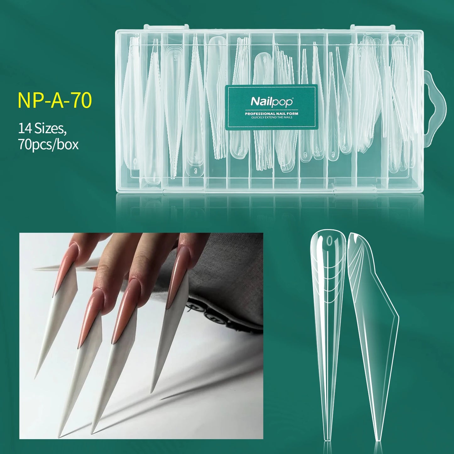 Dual Form Tips – 120 Stück | Wiederverwendbare Press-On Schablonen für Acryl/Polygel mit Nummerierung (14 Größen)