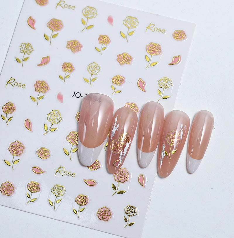 3d Nail Art Stickers Purple Lavenders Bunch Flowers Girls Rabbits Butterflys Decals For Nails Tips Decorations Manicures
