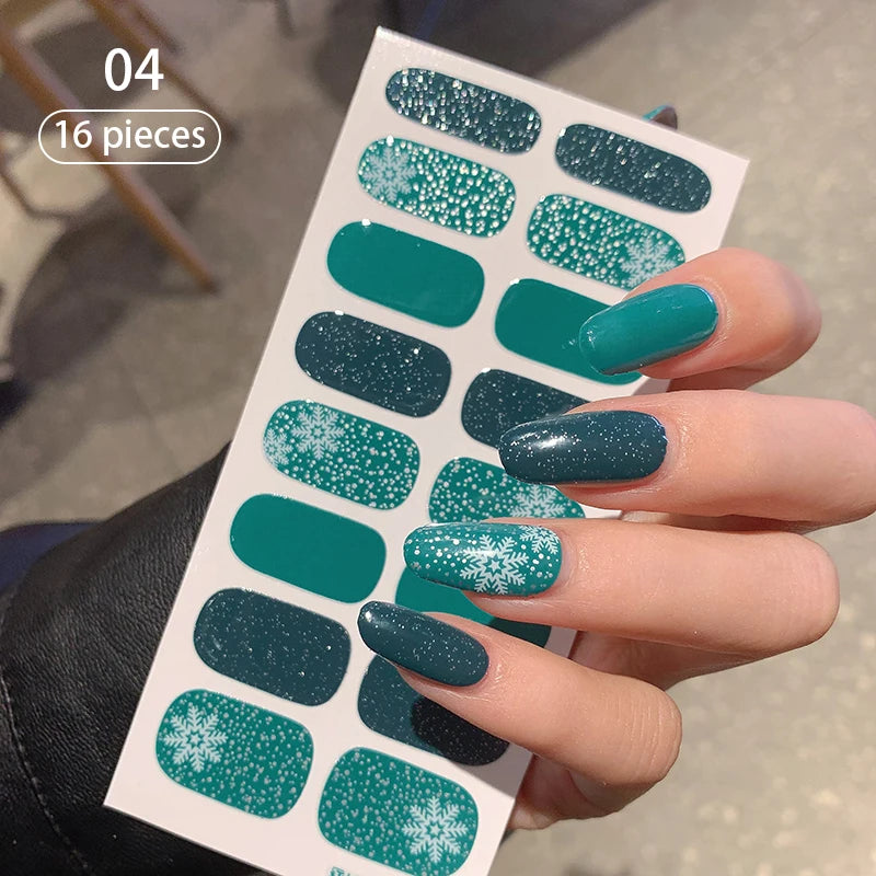 Fullcover Nail Sticker – Modische selbstklebende Nagelfolien mit Glitzer
