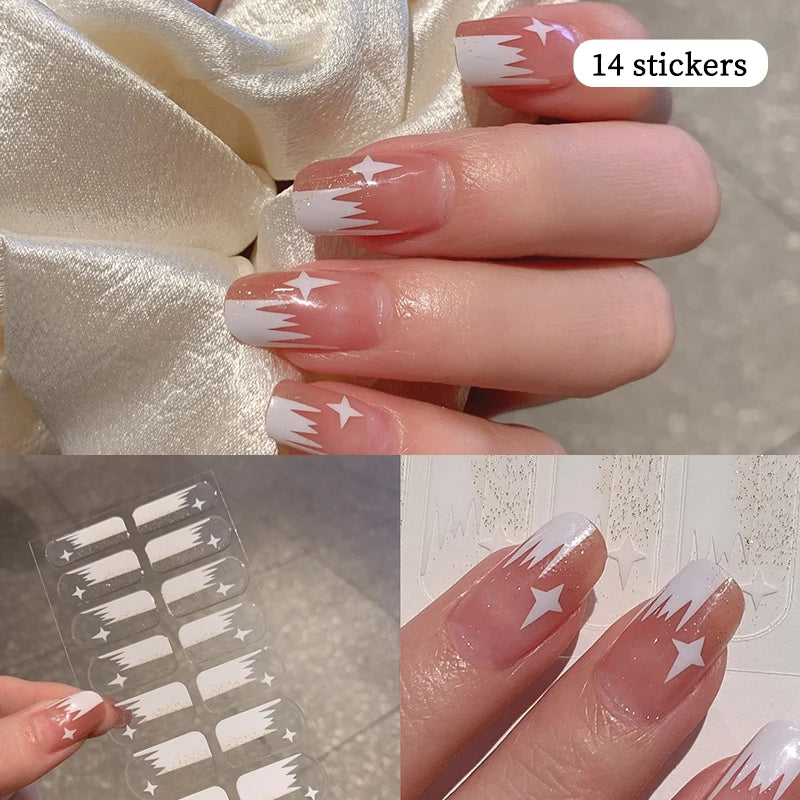14-teilige Nagelfolien „Pastell Rainbow“ – Selbstklebende Full Cover Nail Wraps