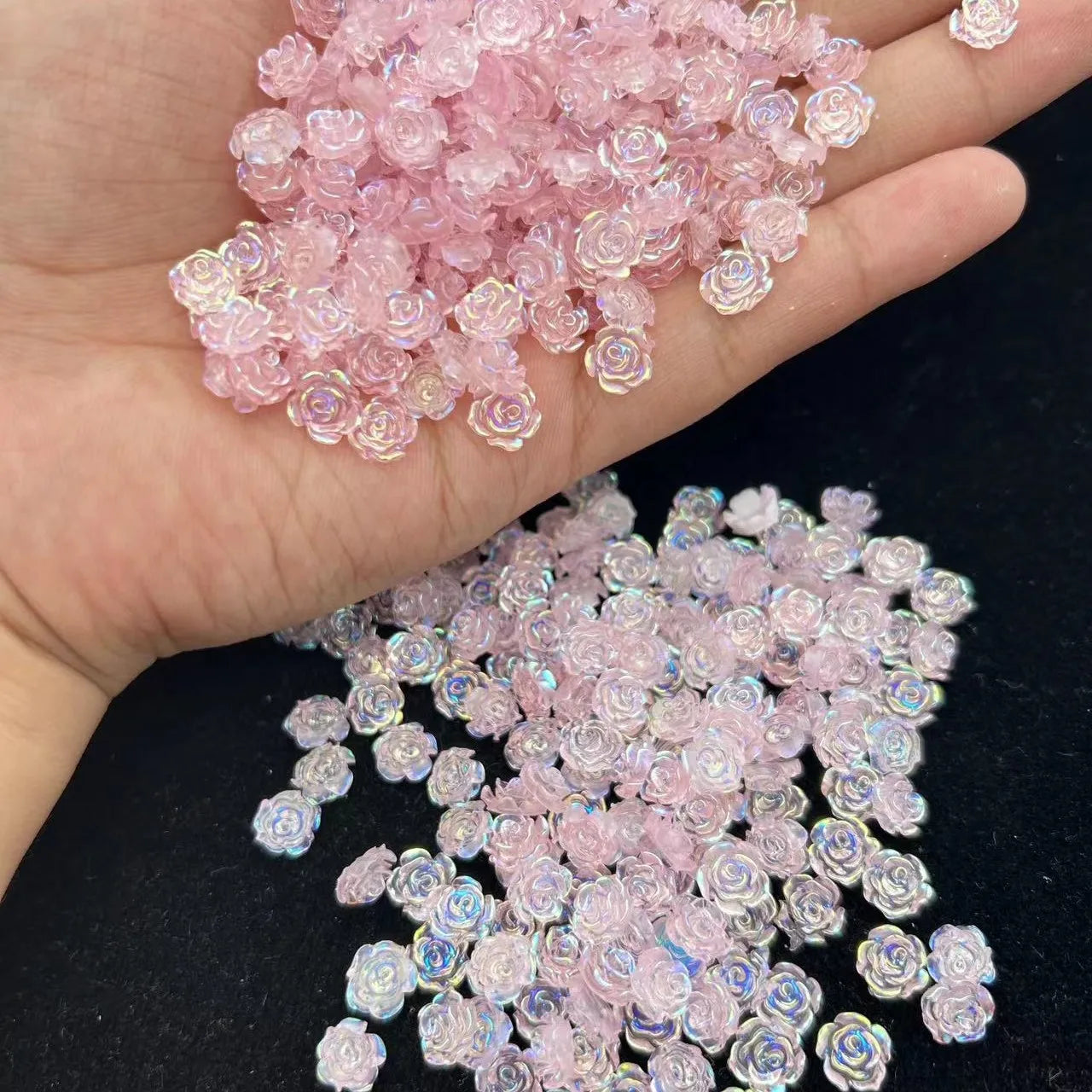 3D Nail Charms „Camellia“ – 20x Rosa Resin-Blumen für Aurora-Design