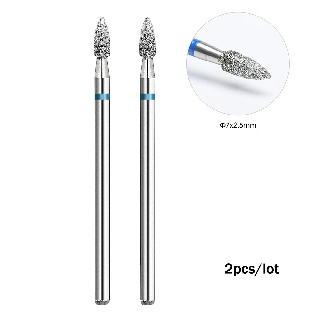 2er-Set Diamant-Fräserbits – Flammenform für Nagelhaut & Gellack (3/32", Profi-Qualität)