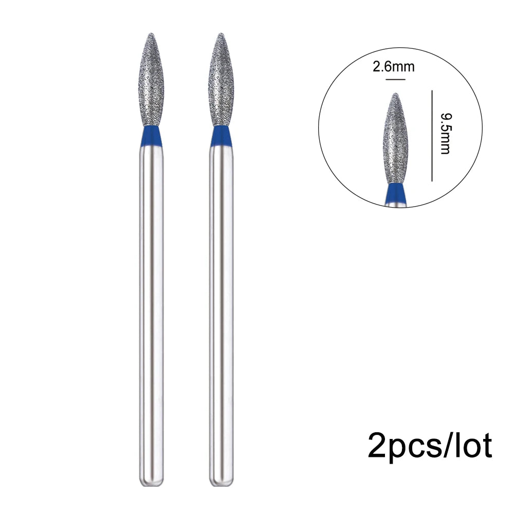 2er-Set Diamant-Fräserbits – Flammenform für Nagelhaut & Gellack (3/32", Profi-Qualität)