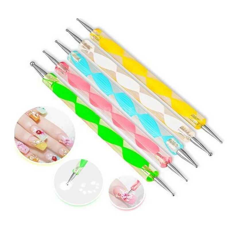 5er-Set Nail Art Liner Pinsel – Rosa, ultrafein für French & Linien (7/10/12/15/20mm)