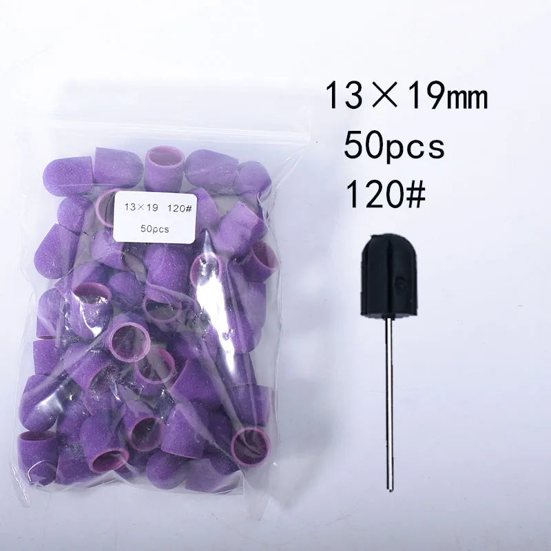 50er Set Schleifkappen für Nagelpflege mit Gummi-Träger – Pediküre & Hornhautentfernung