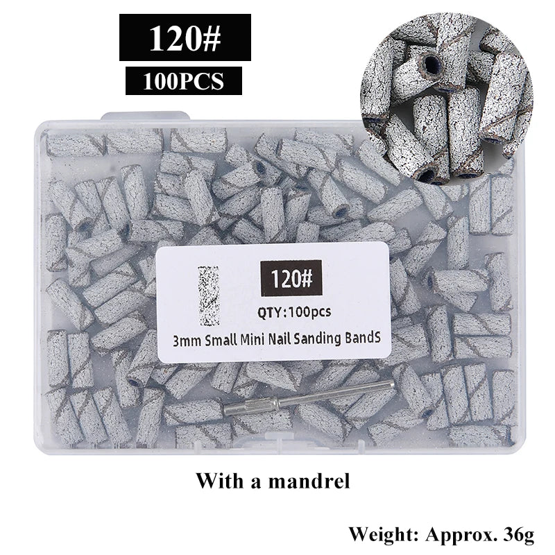 100 Stück Mini Schleifhülsen 3mm mit Mandrel Set – Für Nagelhaut, Hornhaut & Maniküre
