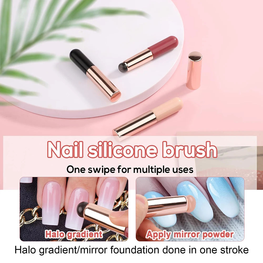 Silikonpinsel für Ombre & Chrome Powder – Wiederverwendbar & Präzise