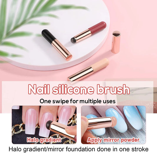 Silikonpinsel für Ombre & Chrome Powder – Wiederverwendbar & Präzise