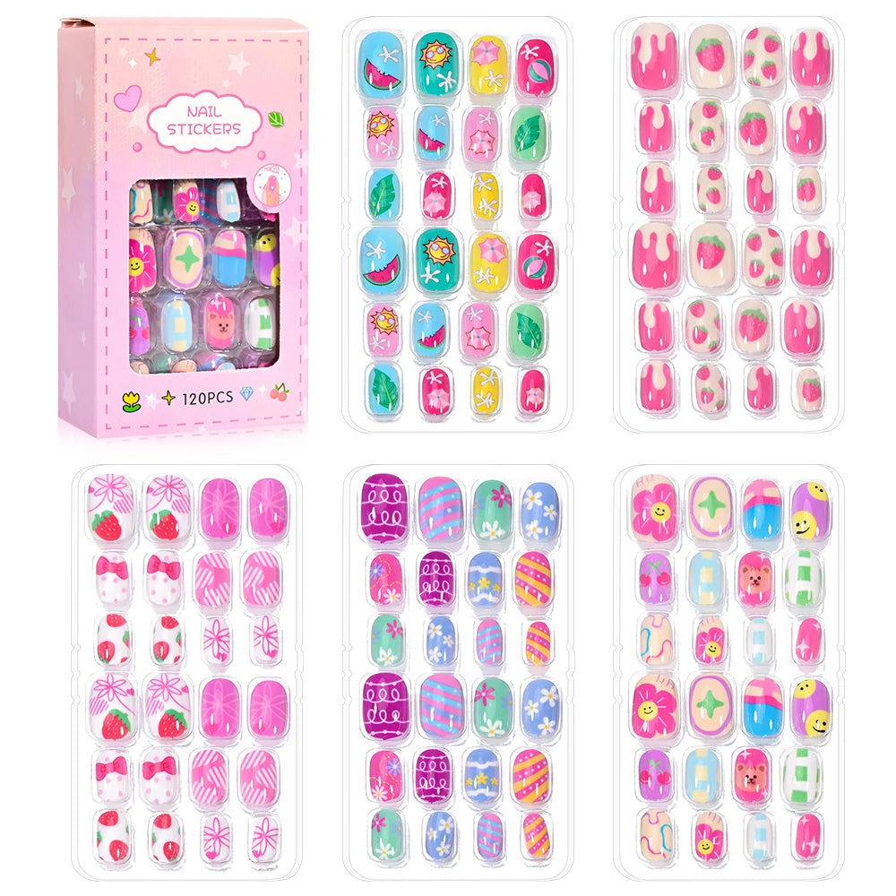 Sanrio Kinder Press-On Nägel – 12 Stück, Hello Kitty, Kuromi, Cartoon Design