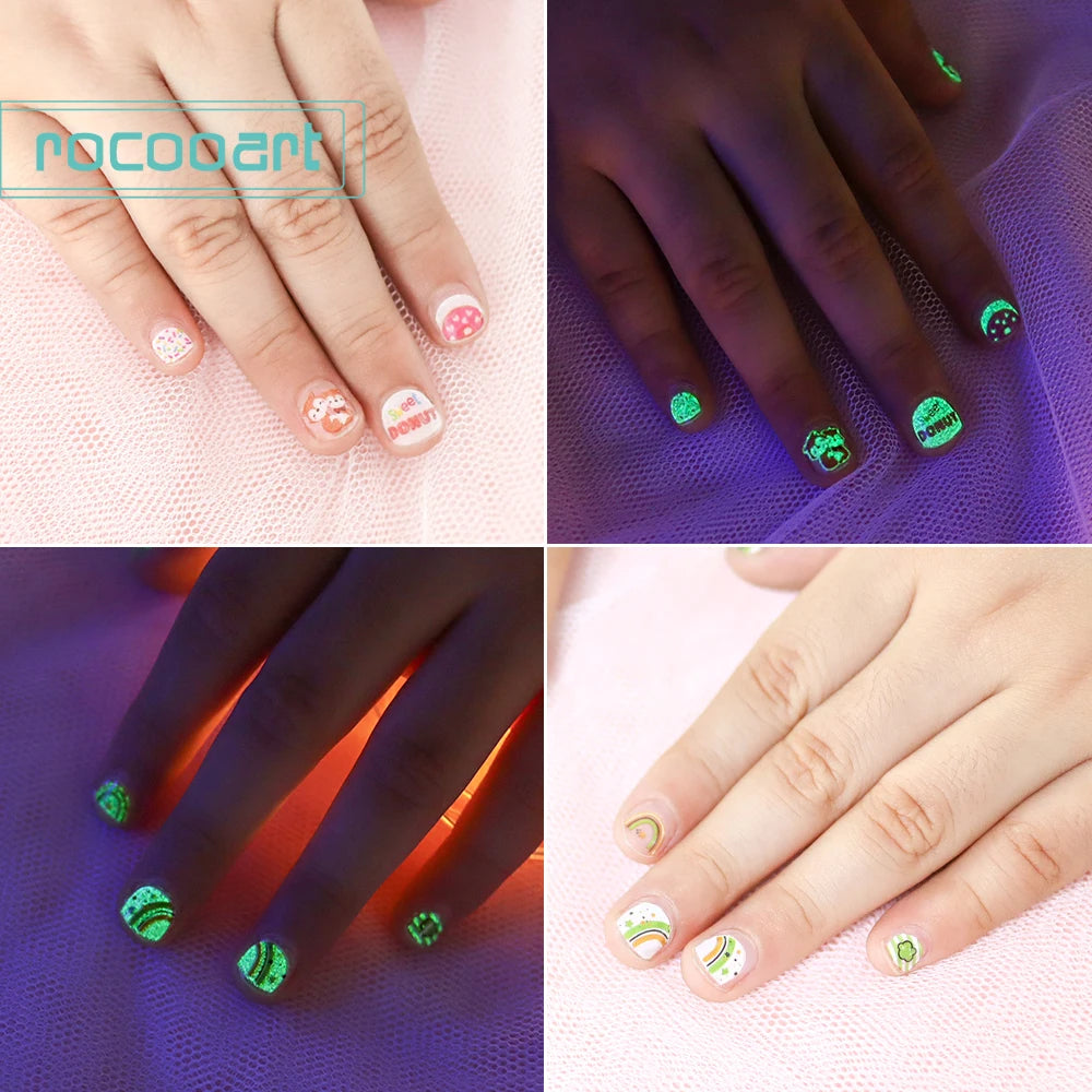 Leuchtende Kinder-Nagelsticker mit Tiermotiven – Glow-in-the-Dark Nail Art