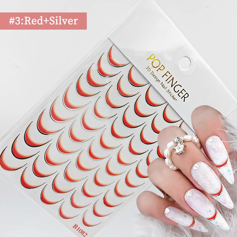 3D Schleifen Nagelsticker – Elegante Gold- & Farbbögen für French & Sommerdesigns