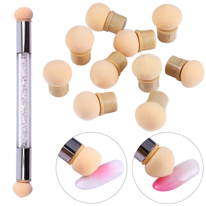 Sponge Pen für Nail Art – mit Ersatzköpfen für Farbverlauf, Glitzer & Puder